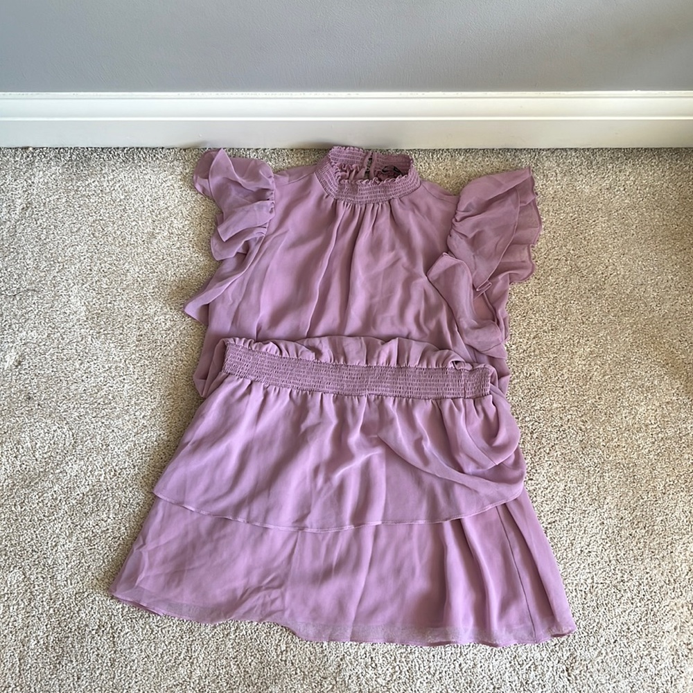 1. State Mock Neck Flutter Dress